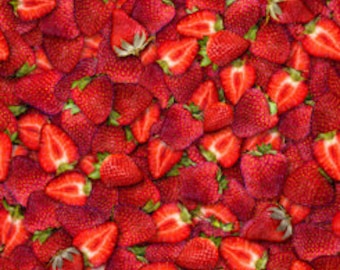 19,00Euro/m Baumwollstoff Erdbeeren / Stoff mit Erdbeeren / strawberry / frische Erdbeeren