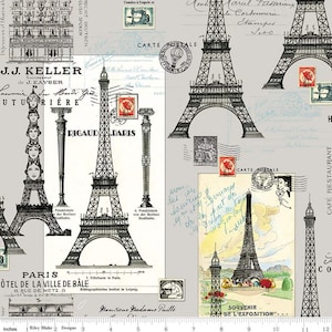 19,00Euro/m Baumwollstoff couture eiffel tower - nostalgischer Stoff Eiffelturm Paris