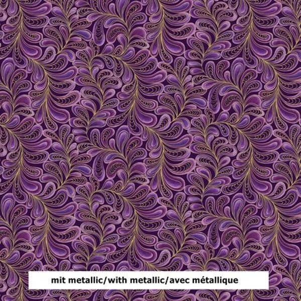 19,00Euro/m Baumwollstoff purple feather frolic - Stoff mit lila Federn