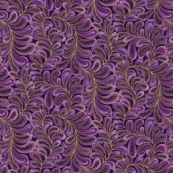 19,00Euro/m Fat Quarters Baumwollstoff purple feather frolic - Stoff mit lila Federn