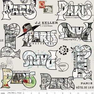 19,00Euro/m Baumwollstoff couture cartes postales - Stoff alte Schrift - nostalgische Postkarten Paris