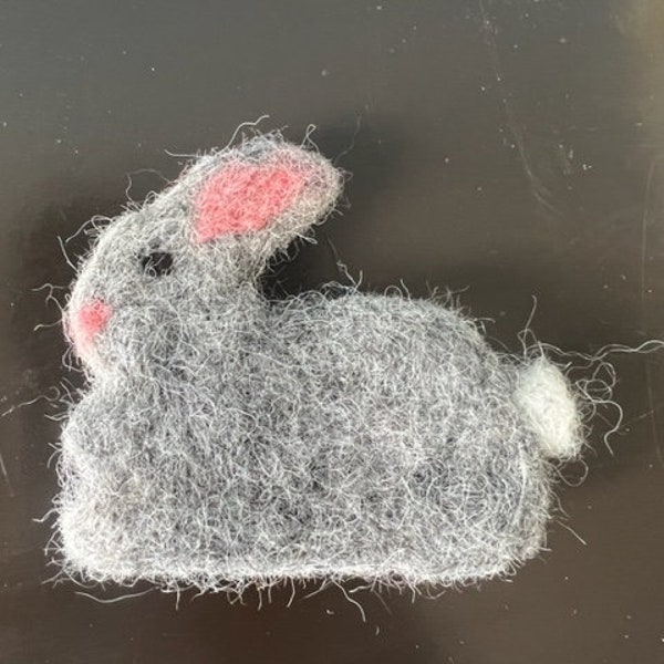 Needle felted rabbit pin