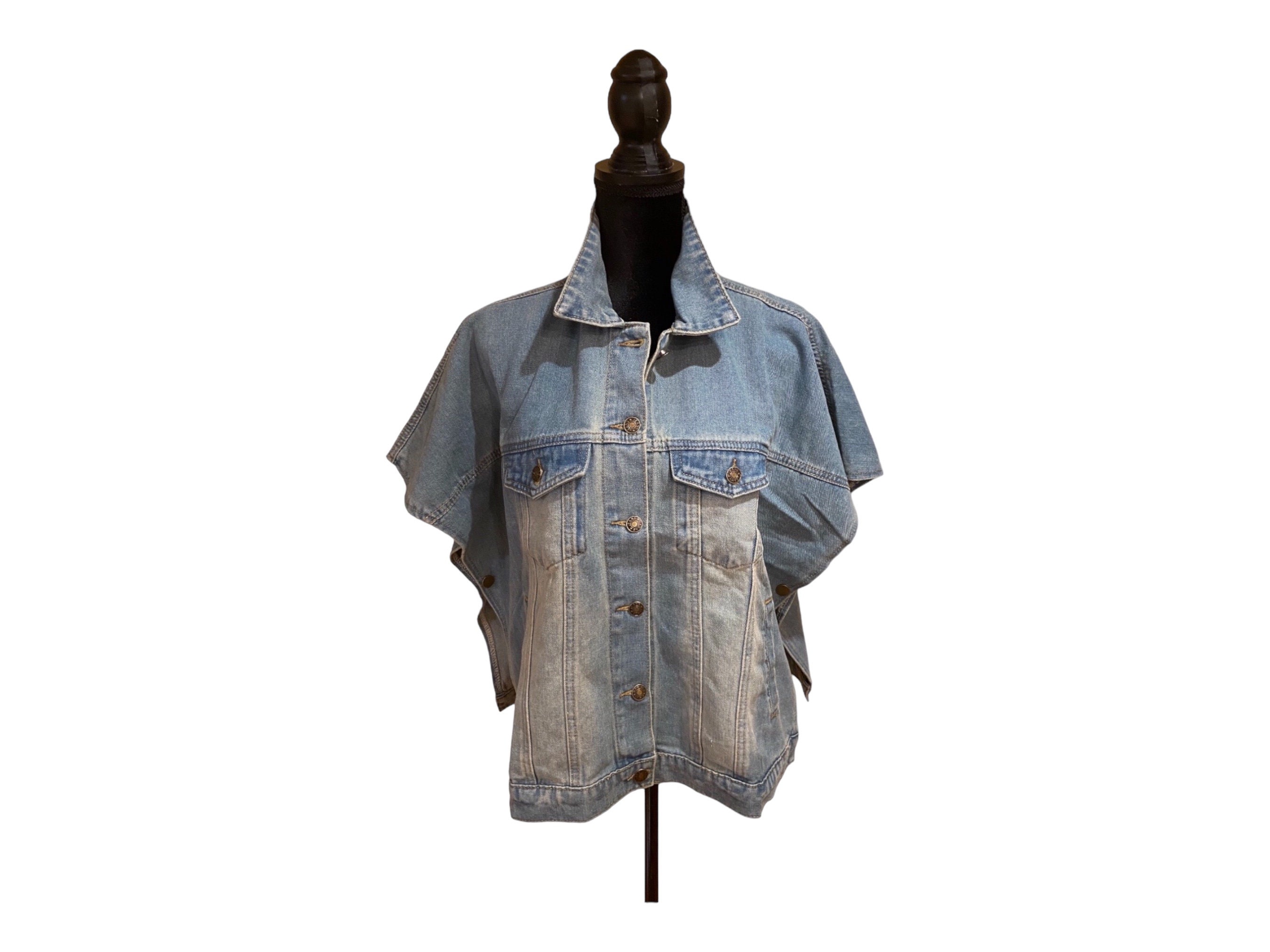 Denim cheap cape blazer