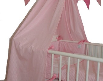 Betthimmel Babybett - rosa gestreift * für süße Träume