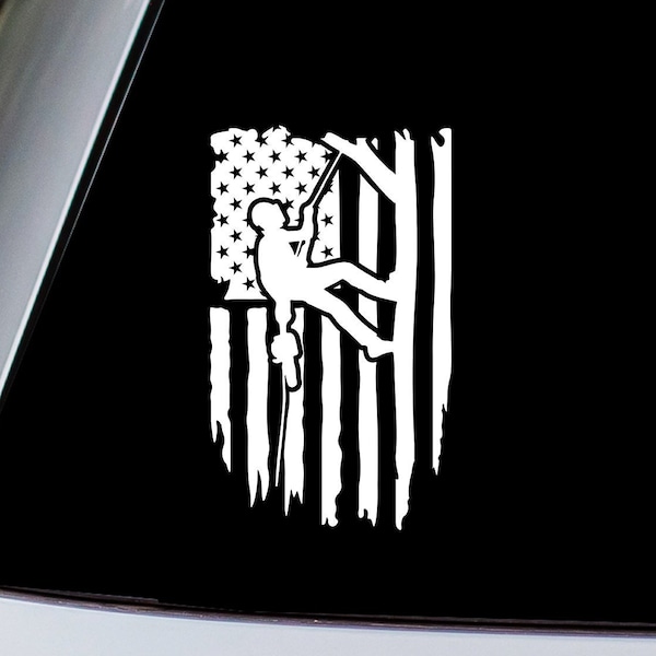 Tree Trimmer US Flag Vinyl Decal Sticker