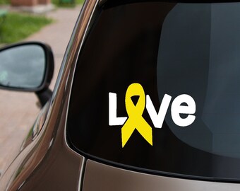 Love Awareness Ribbon Decal | Vinyl Window Sticker | Custom Size and Color