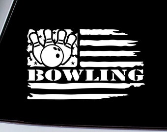 Bowling US Flag Vinyl Decal Sticker