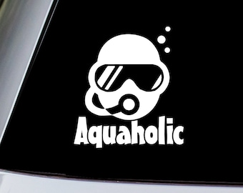 Scuba Diver Aquaholic Vinyl Decal Sticker