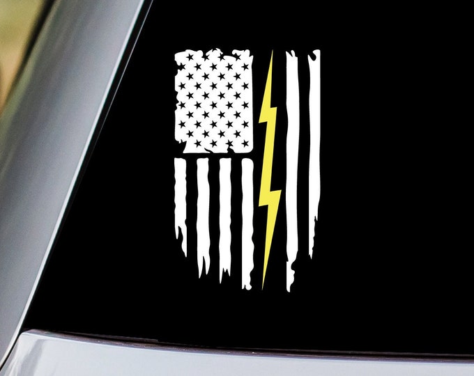Featured listing image: Electrician American Flag Decal