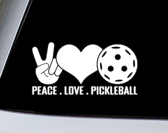 Peace Love Pickleball Vinyl Decal Sticker