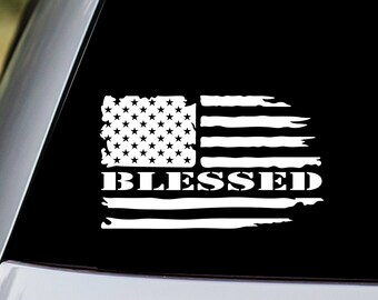 Blessed US Flag Vinyl Decal