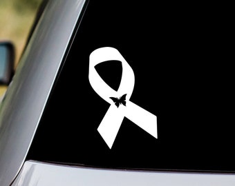 Awareness Ribbon with Butterfly Decal