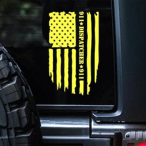 Dispatcher 911 American Flag Vinyl Decal Sticker