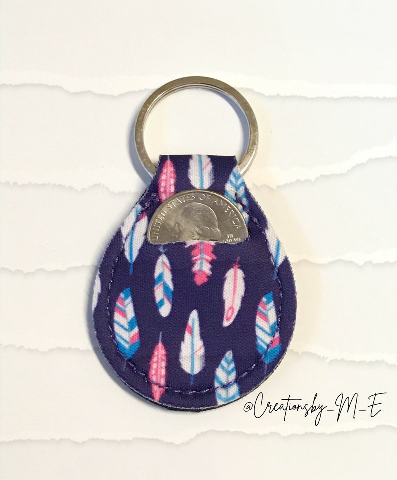 Quarter Holder Keychain Monogram Quarter Keeper Etsy