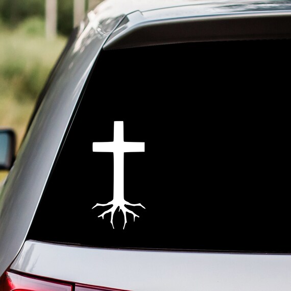Rooted In Faith Cross Vinyl Decal Sticker