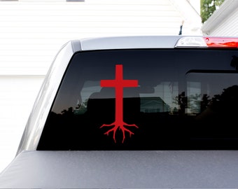 Rooted In Faith Cross | Vinyl Decal for Cars, Trucks, Cups, Laptops, Coolers, etc.