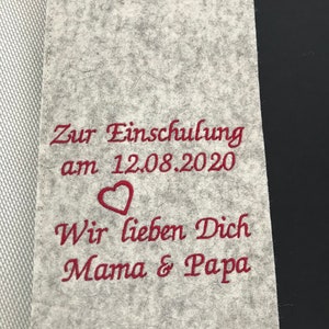 Zeugnismappe Name Wollfilz anthrazit Geschenk Schule Einschulung Schulanfang Zeugnisordner für Zeugnisse Junge Mädchen Filz Bild 2