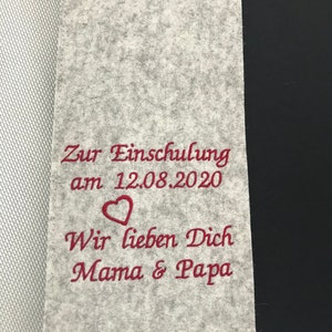 Zeugnismappe Name Wollfilz anthrazit Geschenk Schule Einschulung Schulanfang Zeugnisordner für Zeugnisse Junge Mädchen Filz Bild 4