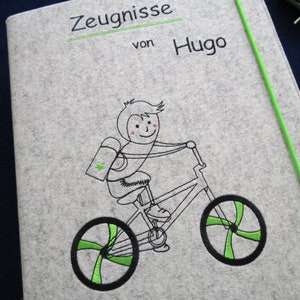 Zeugnismappe  Junge   Wollfilz  Radler