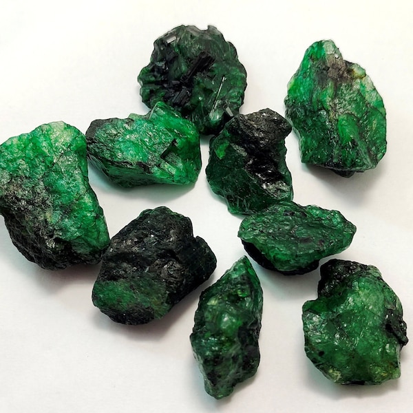 Natural Green Emerald Rough Gemstone: Zambia, Dyed  E88-2
