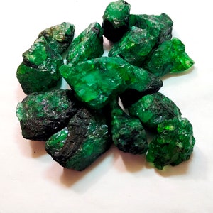 200 Cts + Natural Emerald Zambian Green Rough Loose Gemstone Lot
