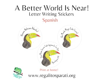 Spanish Printable Letter Writing JW Stickers + Stationary Set A Better World Is Near Watercolor Toucan Great Pioneer Gift!