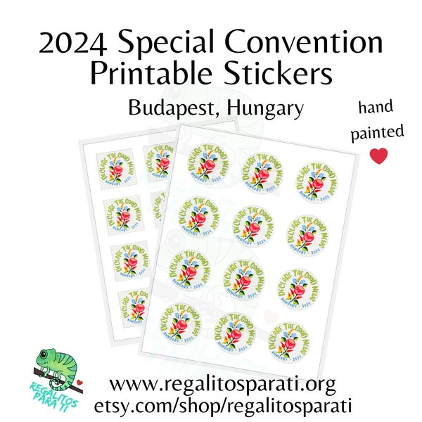 2024 Budapest Hungary JW Special Convention Gifts - Hand Painted Pepper Floral Printable Stickers Download - Declare the Good News