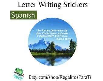 SPANISH Letter Writing Scripture Stickers Bible Verse Envelope Seals Instant Download 2021 Year Text Isaias 30:15