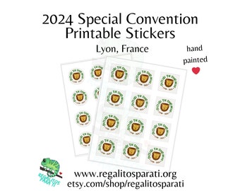 2024 Lyon France JW Special Convention Gifts - Hand Painted Cute Lion Printable Stickers Download - Declare the Good News