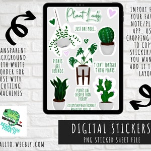 Digital Planner Stickers Pre Cropped Goodnotes Digital Planning Journaling Clip Art Print At Home Cricut Monstera House Plants Plant Lady image 1