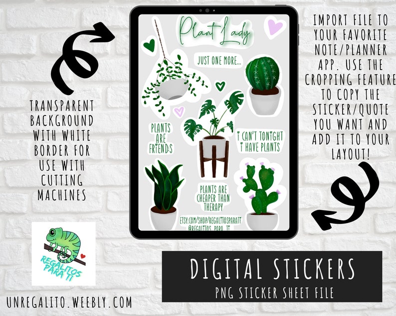 Digital Planner Stickers Pre Cropped Goodnotes Digital Planning Journaling Clip Art Print At Home Cricut Monstera House Plants Plant Lady image 1