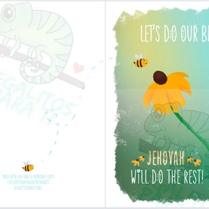 Lets Do Our Best Printable 5x7 Illustrated Bee Sunflower Download JW Cards Baptism LDC DRC Pioneer School New Service Year Encouragement image 3