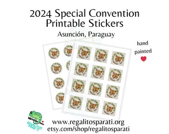 2024 Asunción, Paraguay JW Special Convention Gifts - Hand Painted Ocelot Printable Stickers Download Declare the Good News