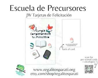 SPANISH 2024 Pioneer School Printable Card JW Gifts Instant Download Escuela de Precursor Cumple Completamente tu ministerio JW Tarjeta