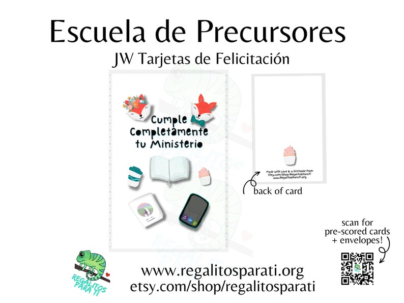 SPANISH 2024 Pioneer School Printable Card JW Gifts Instant Download Escuela de Precursor Cumple Completamente tu ministerio JW Tarjeta image 1