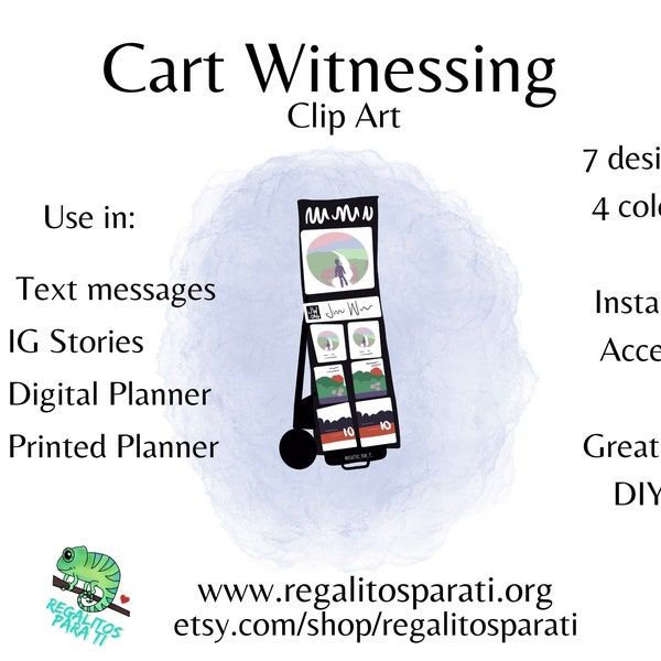 Cart Witnessing Stickers - JW Clip Art - Pioneer School Gifts - SMPW - Printable Planner Stickers  Digital Planner - Instant Download!