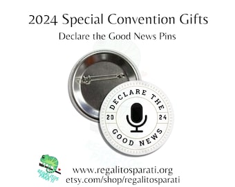 Declare the Good News Button Pins Vinyl Stickers 2024 JW Special Regional Convention Brothers Gifts Microphone Bulk Discount