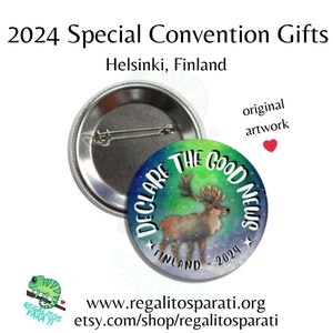 Helsinki Finland Declare the Good News JW Special Convention Gifts Pins Vinyl Stickers Magnets Bulk Discount Original Art Painted Reindeer image 1