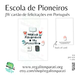 PORTUGESE 2025 Afdrukbare kaart Escola de Pioneiros JW Gifts Instant Download Realza Plenamente of Teu Ministerio JW Cartao de Feliuitacoes