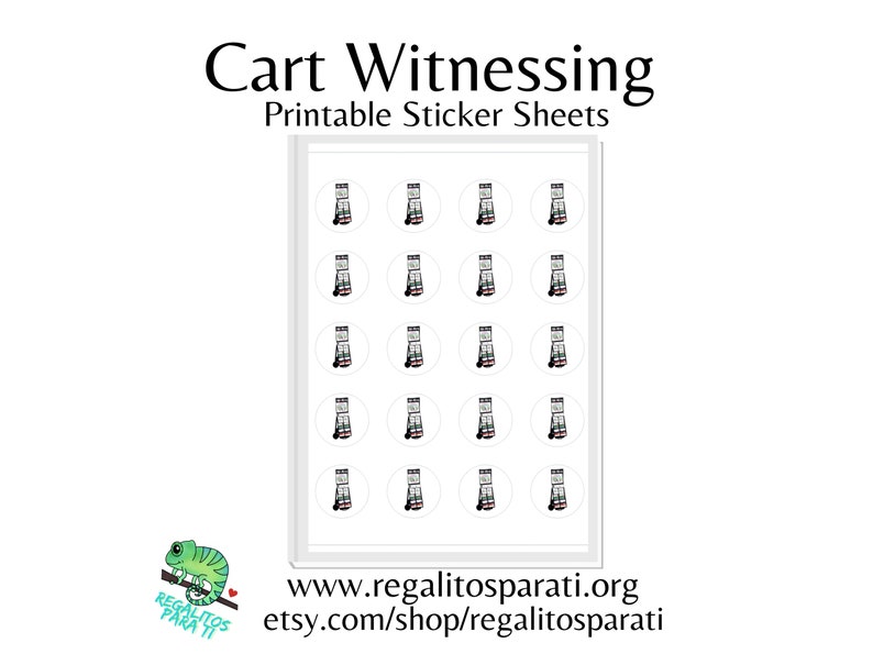 Cart Witnessing Printable Sticker Sheets JW Clip Art Pioneer Gifts SMPW Gift Tags Instant Download image 2