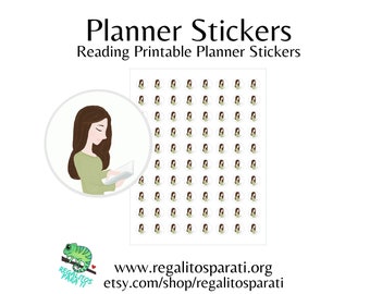 Girl Reading Book Printable Planner Sticker Sheets - JW Clip Art - Pioneer Gift - Bible Reading Personal Study Instant Download!