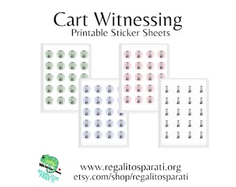 Cart Witnessing Printable Sticker Sheets - JW Clip Art - Pioneer Gifts - SMPW - Gift Tags - Instant Download!