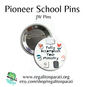 2025 Pioneer School Pins Pack of 10, 25, 50, or 100 JW Illustrated Pins Pioneer Gifts Magnetic Button