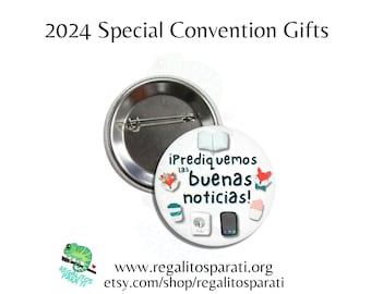 Spanish Prediquemos las Buenas Noticias Button Pins Vinyl Stickers 2024 JW Special Regional Convention Kids Gifts Illustrated Fox Bulk