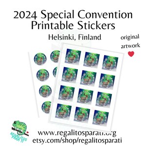 2024 Helsinki Finland JW Special Convention Gifts Original Artwork Painted Reindeer Printable Stickers Download Declare the Good News image 1