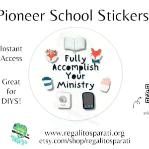 Autocollants illustrés de l'école pionnière 2025 Réalisez pleinement votre ministère Autocollants imprimables Étiquettes-cadeau de l'École pionnière, téléchargement immédiat PSS