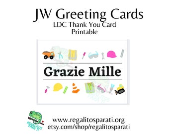 Italian LDC DRC Greeting Card Printable Card 5x7 Illustrated Construction Worker Card Tools Hard Hat Instant Download JW Cards