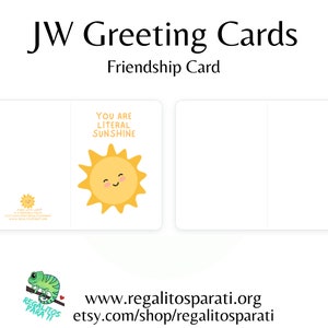 You Are Sunshine JW Printable Greeting Cards Friendship Just Because Card Blank Happy Greeting Card image 2