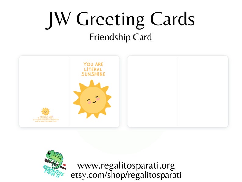 You Are Sunshine JW Printable Greeting Cards Friendship Just Because Card Blank Happy Greeting Card image 2