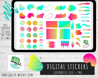 Digital Planner Stickers Pre Cropped Goodnotes Digital Planning Journaling Clip Art Print At Home Cricut / Brights Collection / Sticky Notes